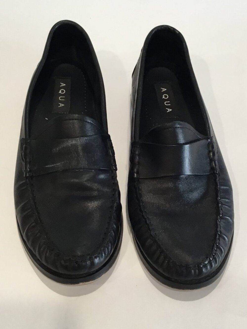 ✨ Aqua Black Leather Penny Loafers - Size 9.5 ✨